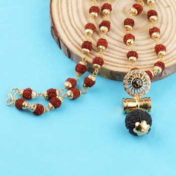Gold Plated Traditional Combo Rudraksh Mala Pendant for Men and Women Set-2 2