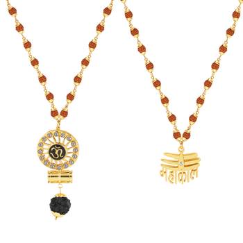 Gold Plated Traditional Combo Rudraksh Mala Pendant for Men and Women Set-2 3