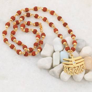 Gold Plated Traditional Combo Rudraksh Mala Pendant for Men and Women Set-2 4