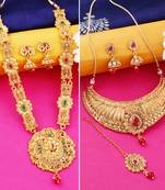 Gold Plated Traditional Designer Necklace Jewellery Set For Women
