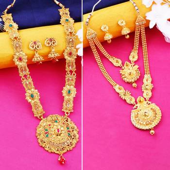 Gold Plated Traditional Designer Necklace Jewellery Set For Women 1