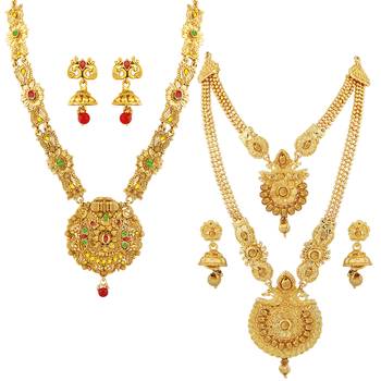 Gold Plated Traditional Designer Necklace Jewellery Set For Women 2