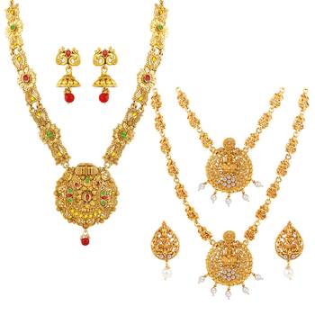 Gold Plated Traditional Designer Necklace Jewellery Set For Women 2