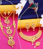 Gold Plated Traditional Designer Necklace Jewellery Set For Women