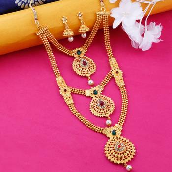 Gold Plated Traditional Designer Necklace Jewellery Set For Women 4