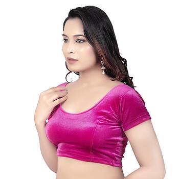 Velvet Rani Short Sleeves Princess Cut Stretchable Readymade Saree Blouse 3