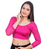 Pink Lycra Princess Cut Stretchable Readymade Saree Blouse