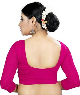 Rani Pink Stretchable Readymade Blouse For Women Long Sleeve 3