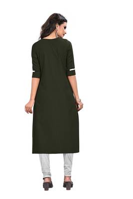 Dark-green embroidered rayon long-kurtis 5