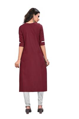 Maroon embroidered rayon long-kurtis 5