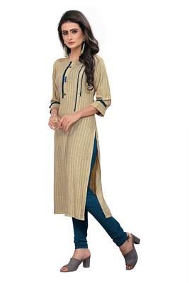 Cream embroidered rayon long-kurtis 3