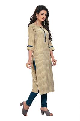 Cream embroidered rayon long-kurtis 4