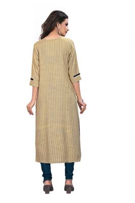 Cream embroidered rayon long-kurtis 5