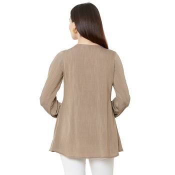 women's beige color viscose blend flared tunic 4