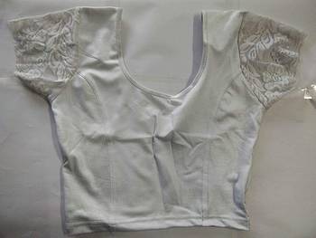 Silver White Stretchable Readymade Blouse For Women Short Sleeve  4
