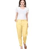 Women's Off-White Coloured Cotton Lycra Stretchable Trouser Pant
