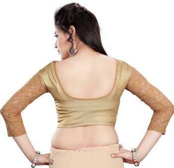 Golden Stretchable Readymade Blouse For Women Long Sleeve 2