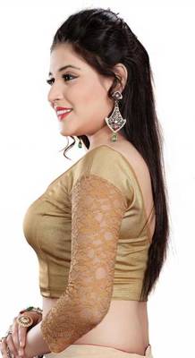 Golden Stretchable Readymade Blouse For Women Long Sleeve 3