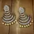 Gold Plated With Stunning Antique Finish Encased with Kundan & Faux Pearl Chandbali Earrings for Women