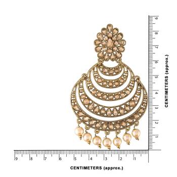 Traditional  Antique Finish Kundan & Pearl Chandbali Earrings for Women 1