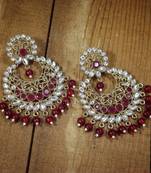 Traditional Gold Plated With Stunning Antique Finish Kundan & Pearl Chandbali Earrings for Women