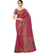 pink hand woven art silk saree with blouse