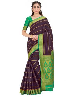 brown hand woven crepe saree with blouse 1