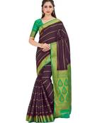 brown hand woven crepe saree with blouse