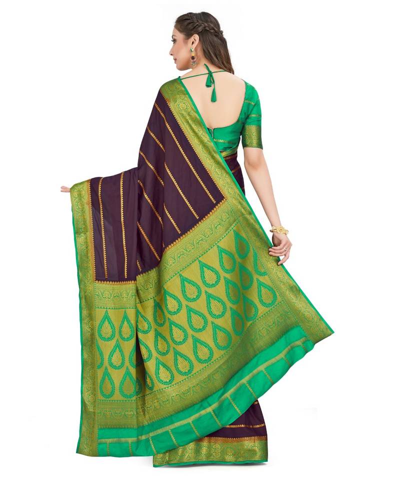 brown hand woven crepe saree with blouse