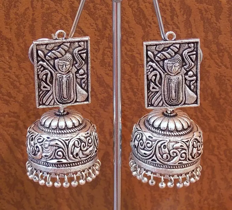 Tribal german silver jhumka earring
