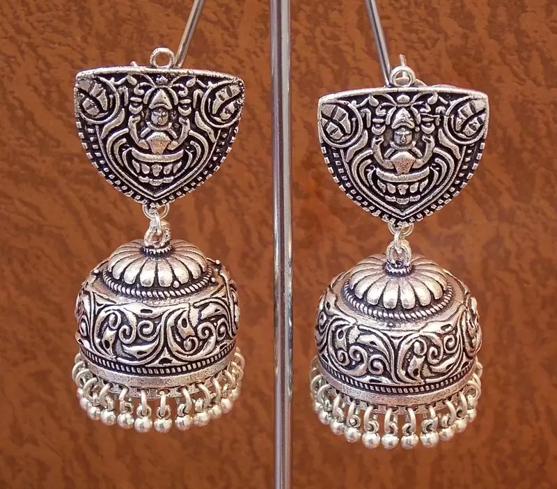 Tribal german silver jhumka earring