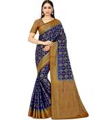 blue hand woven art silk saree with blouse