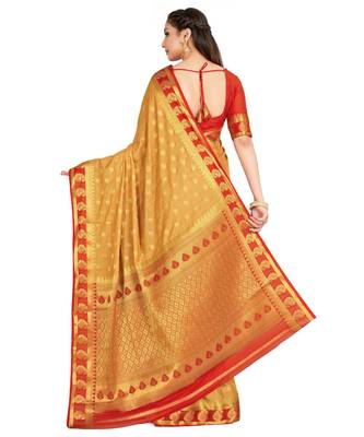 brown hand woven crepe saree with blouse 3