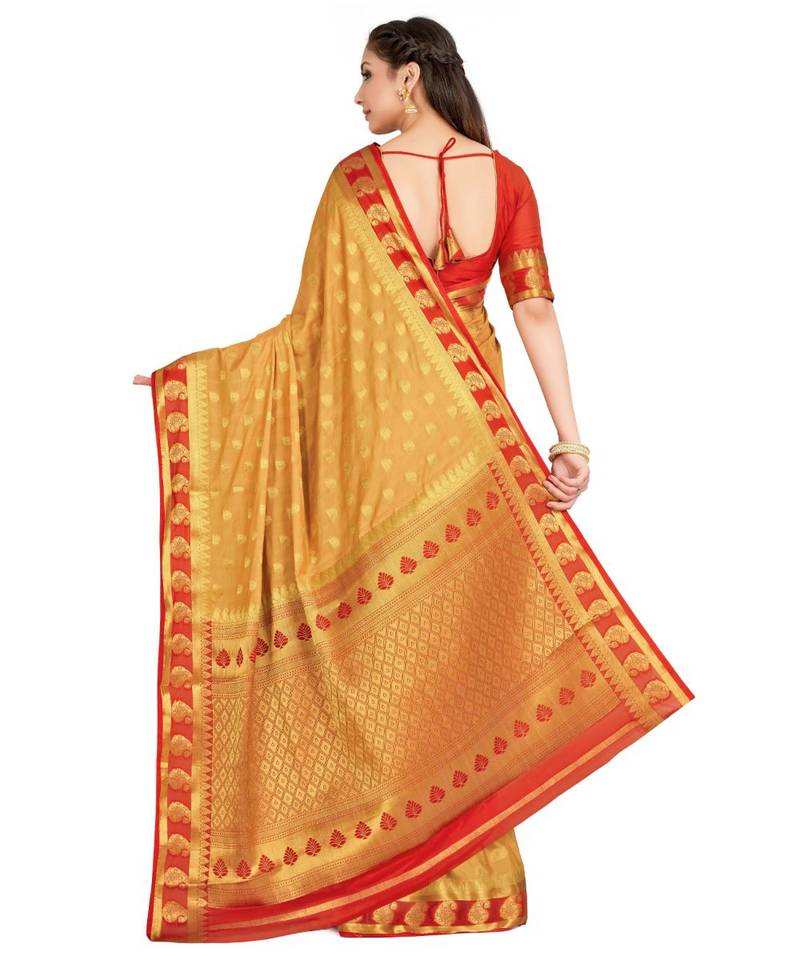 brown hand woven crepe saree with blouse