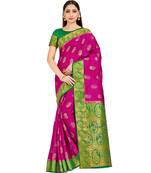 pink hand woven art silk saree with blouse