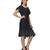 Women's Half Sleeves Round - Neck Georgette  Midi Casual Dress Black