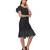 Women's Half Sleeves Round - Neck Georgette  Midi Casual Dress Black