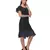 Women's Half Sleeves Round - Neck Georgette  Midi Casual Dress Black