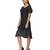 Women's Half Sleeves Round - Neck Georgette  Midi Casual Dress Black