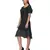 Women's Half Sleeves Round - Neck Georgette  Midi Casual Dress Black