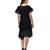 Women's Half Sleeves Round - Neck Georgette  Midi Casual Dress Black