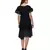 Women's Half Sleeves Round - Neck Georgette  Midi Casual Dress Black