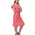 Women's Half Sleeves Round - Neck Georgette  Midi Casual Dress Peach