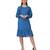 Women's Pin Tucks Georgette Midi Casual Dress Cobalt  Blue