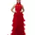 Women's Halter Neck Drape Net Party Evening Corset Gown in Red