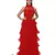 Women's Halter Neck Drape Net Party Evening Corset Gown in Red