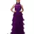 Women's Halter Neck Drape Net Party Evening Corset Gown in Purple