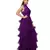 Women's Halter Neck Drape Net Party Evening Corset Gown in Purple