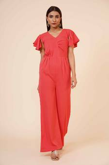 Women's Drape Georgette Party/ Casual Jumpsuit in Peach