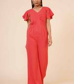 Women's Drape Georgette Party/ Casual Jumpsuit in Peach